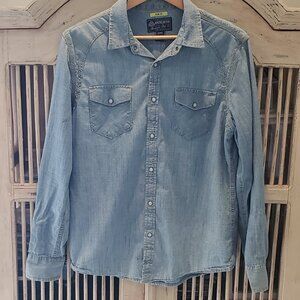 Genuine Original American Rag Denim  Slim Firt Shirt with Snaps Size Large